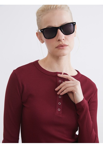 Lcw Everyday Bordo Bisiklet Yaka Fitilli Kadın Body