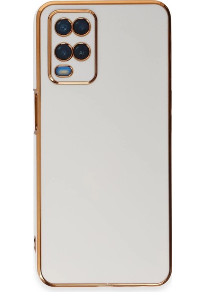 Oppo A54 4g Kılıf Volet Silikon - Beyaz Düz Renkli