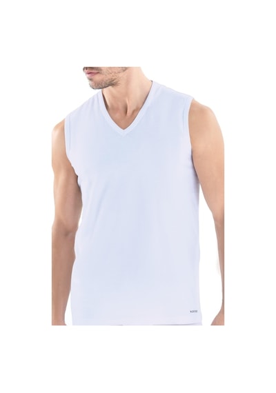 Blackspade 9227 Erkek 2 Li Loose Fit V Yaka Beyaz Sıfır Kol Atlet