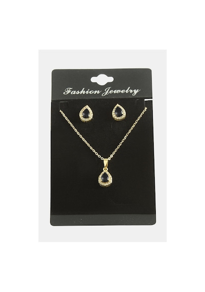 Zenviac456 Damla Zirkon Taşlı Set Kolye Zenviac45678 Siyah 63668487