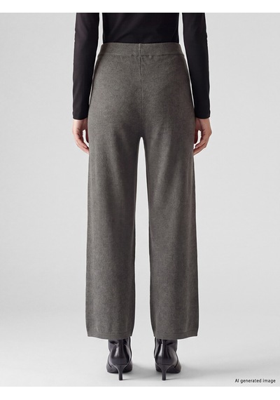 Lcw Everyday Gri Beli Lastikli Geniş Paça Kadın Triko Pantolon