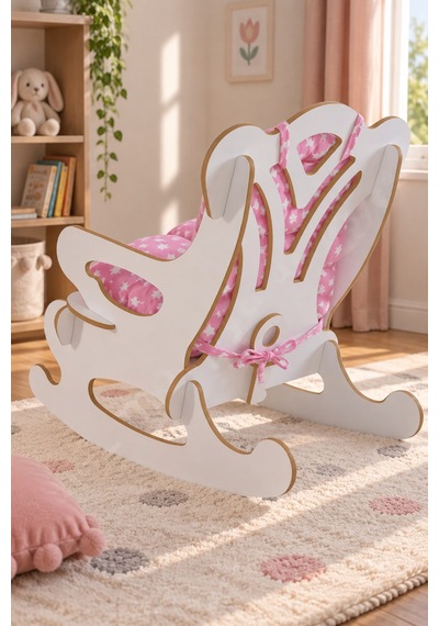 Sulorahome Yıldızlı Minderli Sallanan Çocuk Sandalyesi - Pembe Pembe - Beyaz