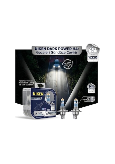 H4 Halojen Far Ampulü%220 Daha Parlak 4500k 12v 55w Trafik Onaylı Uzun Ömürlü 2'li Set Beyaz Iş 2700K