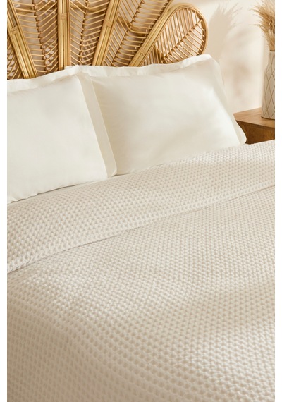 Karaca Home Mady %100 Cotton Waffle Çift Kişilik Tek Pike Beyaz Beyaz