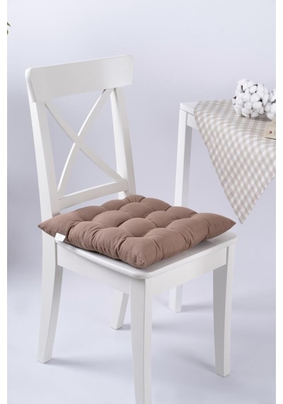 Altınpamuk Lüx Pofidik Sandalye Minderi Özel 9 Dikişli Bağcıklı 42x42cm 001