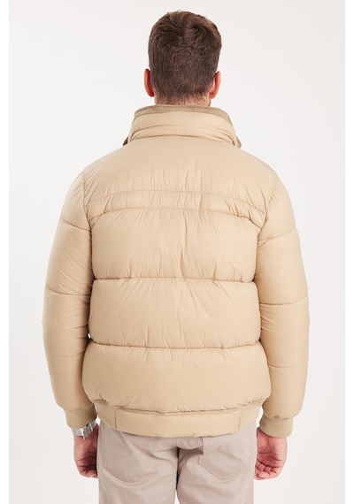 Tudors Erkek Regular Fit Klasik Kesim Çift Cepli Lastikli Sıcak Tutan Dik Yaka Kum Rengi Mont-41595 Kum