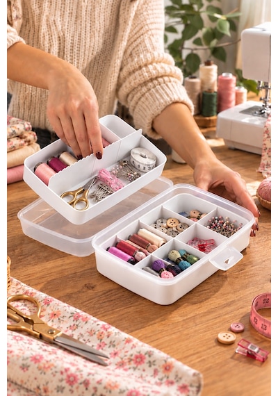 Porsima 1192 Premium 12 Bölmeli Çok Amaçlı Organizer Saklama Kabı Beyaz