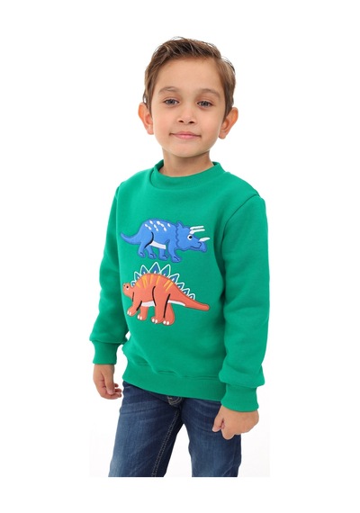 Toontoy Kids Toontoy Erkek Çocuk Nakışlı Sweatshirt Çimen Yeşili