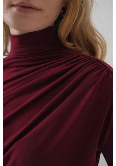 Bigdart 925 Büzgü Detaylı Sandy Bluz - Bordo