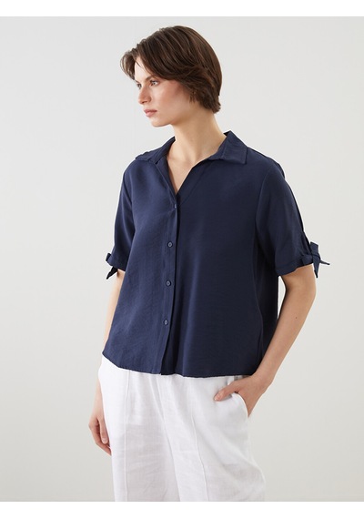 Lcwaıkıkı Classic Lacivert Loose Fit Kadın Gömlek