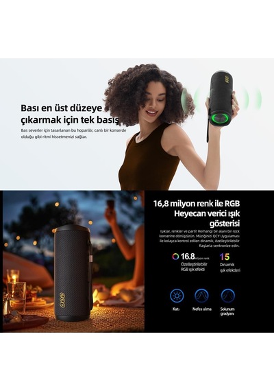 Sp7 40w Taşınabilir Bluetooth Hoparlör 14 Saat Dinleme Rgb Işık Ipx7 Tf Kart Kırmızı