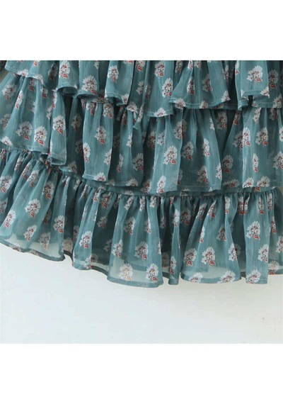 Fashion Cocktail Göğüs Korseli Sırt Lastikli Çiçekli Uzun Kol Bağlamalı Dudak Göğüslü Şifon Elbise Mavi Fashion Cocktail Göğüs Korseli Sırt Lastikli Çiçekli Uzun Kol Bağlamalı Dudak Göğüslü Şifon Elbise Mavi