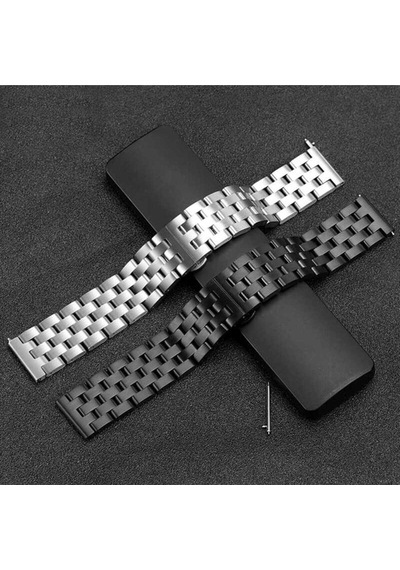Galaxy Watch 42mm 20mm Uyumlu Krd-20 Metal Frm Kordon Siyah