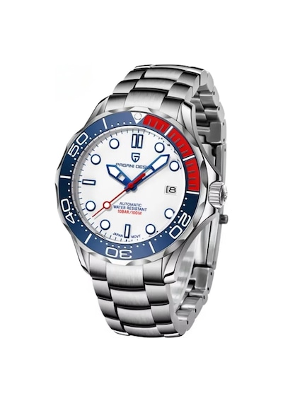 Pagani Design Pd-1667 007 42mm Japan Seiko Nh35 Otomatik Erkek Kol Saati Gümüş-beyaz-kırmızı