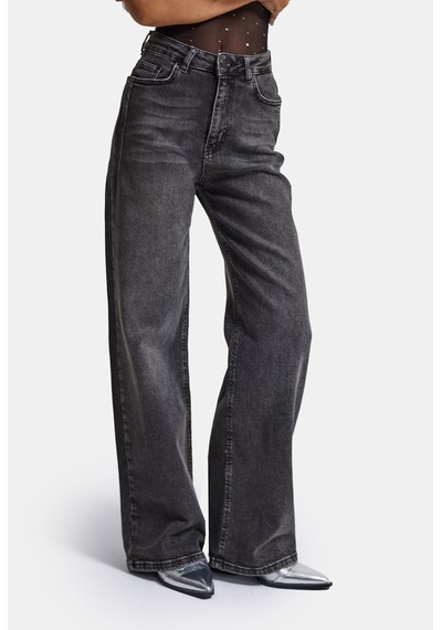 Kadın Füme 4w6-14 Wide Leg Fit Esnek Kumaş Denim Jean