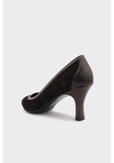 Derinet Hakiki Deri Topuklu Kadın Stiletto Kahve Kahve