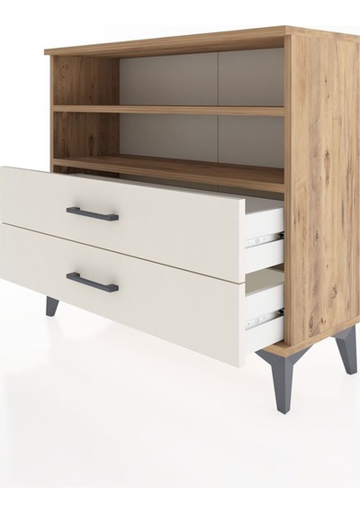 Arges Şifonyer 2 Raflı 2 Çekmeceli 88x30x80 Çam-aytaşı Atlas Çam