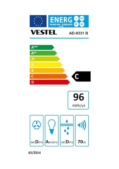 Vestel AD-9331 B Duvar Tipi 90 CM Davlumbaz