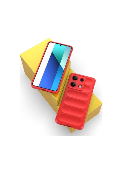 Xiaomi Redmi Note 13 4g Kılıf Kamera Korumalı Esnek Silikon Parmak Şeritli Celikaksesuar Koyu Yeşil