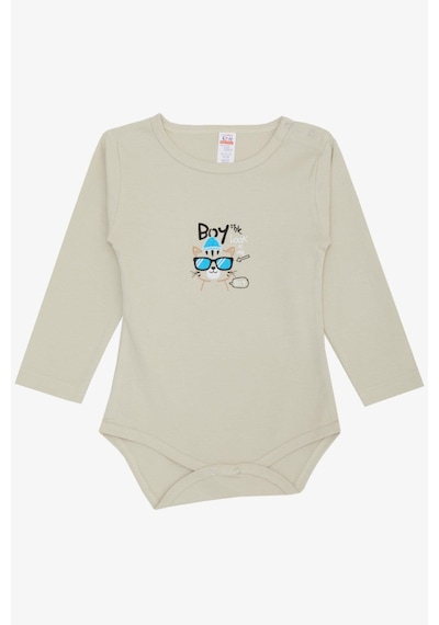 Breeze Erkek Bebek Çıtçıtlı Zıbın Body Gözlüklü Kedicik Baskılı 9 Ay-3 Yaş, Taş-taş Taş