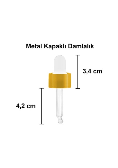 10 Ml Metal Kapaklı Damlalık Dropper Şişesi Serum 10 Cc Cam Şişe 6 Adet Gold/altın Kapak, Amber/kahverengi