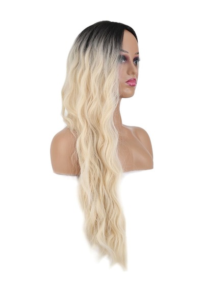 Uzun Su Dalgası Fiber Sentetik Peruk / / Platin Ombre - Rxlu-571134 Renkli