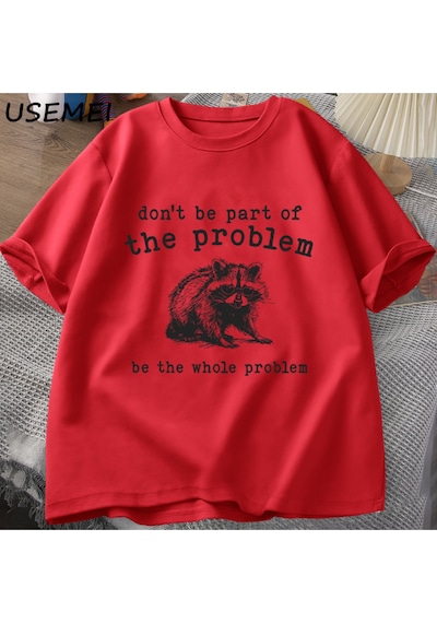 Flood Of Style Sorunu Parçası Olmayın T-shirt Erkekler Kadınlar İçin Komik Alaycı Ravintage Vintage Hayvan T Kırmızı