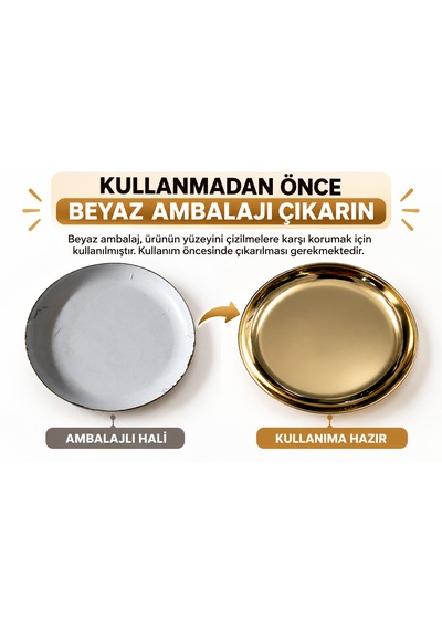 6 Adet Lüks Gold Paslanmaz Çelik Sunum Tabağı 12,2 Cm Dekoratif Lokumluk Çikolatalık Sunumluk Seti