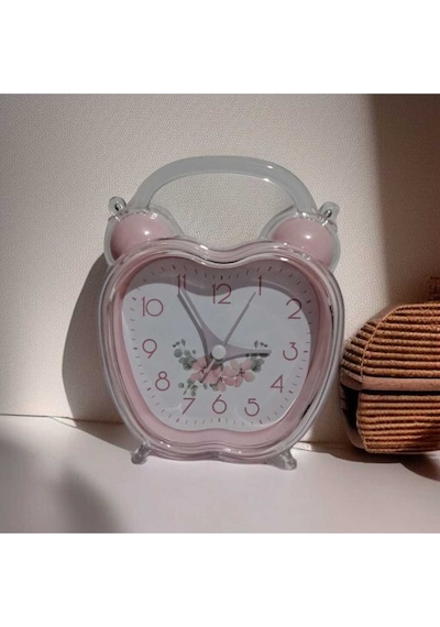 Ev Dekoru Için Sevimli Çalar Saat, Alarm Seçenekli, Kalpli Tasarım, Net Ve Sesli Alarmlı Pembe Pembe