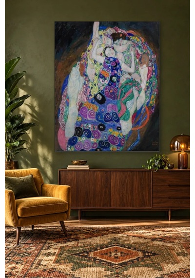 Fida Klimt Genç Kız Renkli Desenli Kadınlar Canvas Tablo Çok Renkli