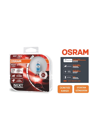 Osram H7 Night Breaker Laser %150 Fazla Işık