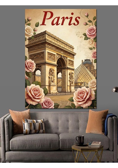 Paris Zafer Takı Vintage Dekoratif Kanvas - Mdf Ahşap Tablo
