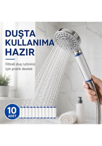 Sogud Duş Filtresi Yedek Kartuş - 10'lu Paket - Filtreli Duş Başlığı Ve Arıtmalı El Duşu İle Uyumlu - Kireç, Tortu Ve Kalıntıları Azaltmaya Yardımcı Kolay Değiştirilebilir Banyo Filtre Seti