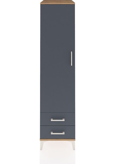 Kronos Dolap 4 Raflı 2 Çekmeceli Tek Kapaklı 44x59x182 Çam-antrasit Atlas Çam
