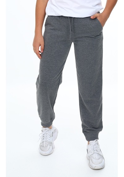 Unisex Çocuk Kışlık Basic Antrasit Beli Lastikli Eşofman Altı 6-13 Yaş