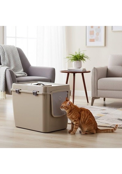 Handor Kapalı Kedi Tuvaleti Xxl 57x39x43 - Bej
