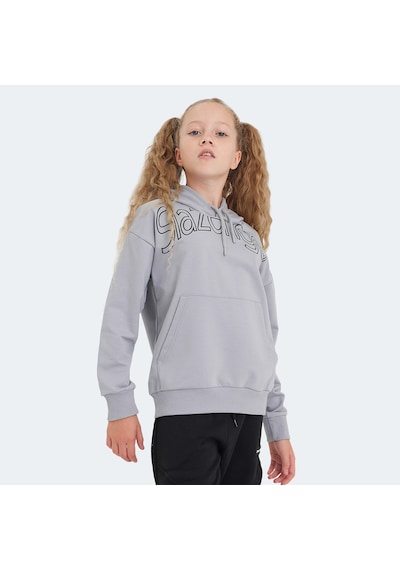 Slazenger LETTO Çocuk Kapüşonlu Cepli Taş Gri Sweatshirt