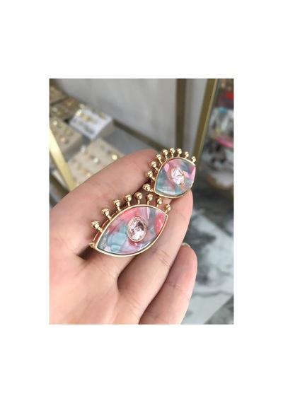 Renkli Göz Model Küpe Çok Renkli