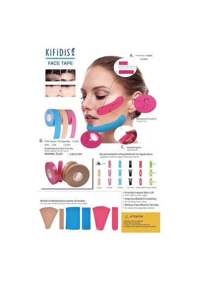Yüz Germe Bandı 1cm X 5m İkili Paket