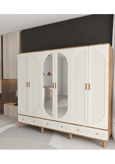 Soho 6 Kapaklı Çekmeceli Gardırop - Tamamı Mdf Aytaşı
