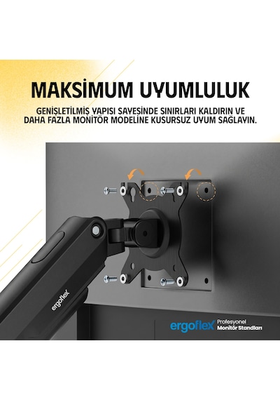 Ergoflex S16 Çift Kol 22-35inch Amortisörlü 2-9 Kg Monitör Standı 2026 Versiyon Gri