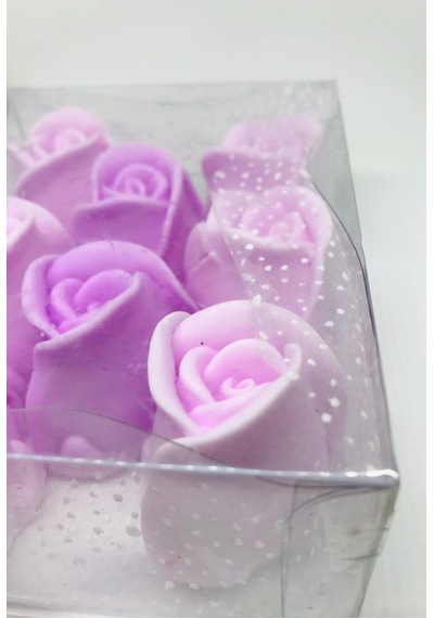Kokulu Süs Sabun - Gül 8 Adet Kutu 13cm 10cm - Gül 5cm Beyaz sabun