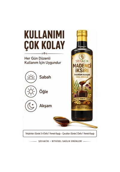 Madenci Şurubu 700 g Büyük Boy Propolis Ekinezya Okaliptüs Keçiboynuzlu (Madenci İksiri)
