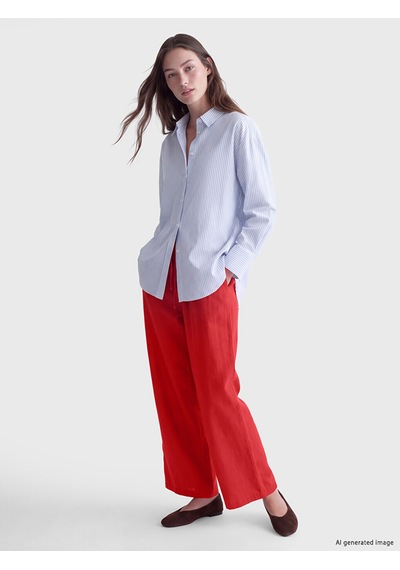 Lcw Modest Kırmızı Beli Lastikli Kadın Geniş Paça Pantolon