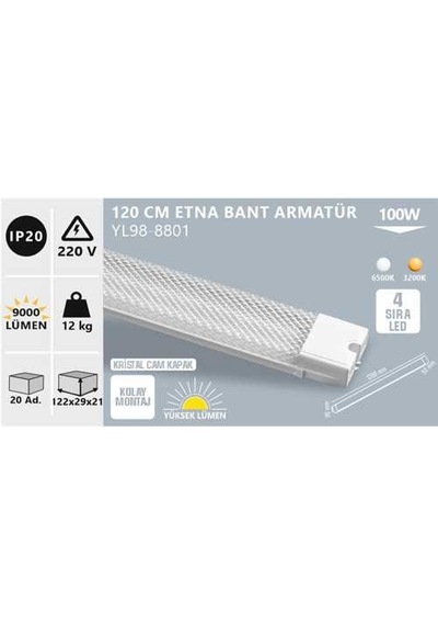 Noas 100w Kristal Bant Armatür Etna Beyaz Işık Çok Renkli