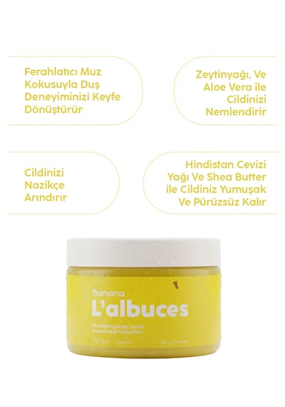 Banana Body Scrub 400gr Vegan, Temiz İçerikli, Muz Kokulu Pürüzsüz Cilt Bakımı