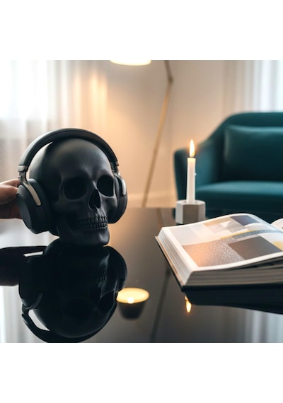 Happy3dworld Kafatası Kulaklık Standı, 3d Baskı Gotik Horror Masaüstü Dekor