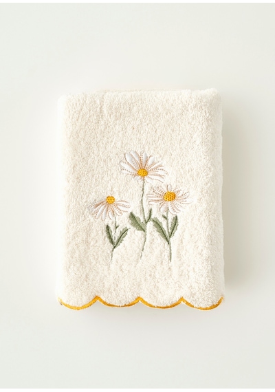 Bella Maison Daisy Scallop Kenar Yüz Havlusu Bej 50x90 Cm Bej