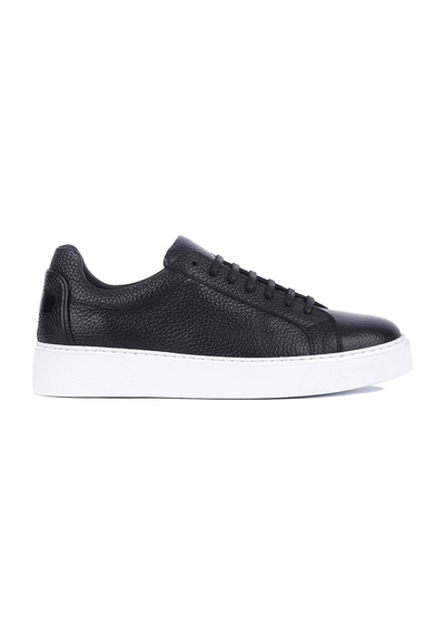 Shoetyle - Siyah Deri Bağcıklı Erkek Sneaker 250-1400-1452 Siyah