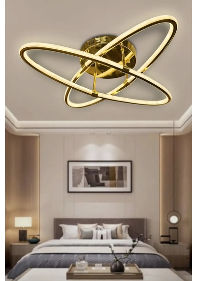 Atom 2 Kollu Çift Yönlü Kumandalı İthal Modern Yüksek Işık Güclü Led Avize - Gold Gold